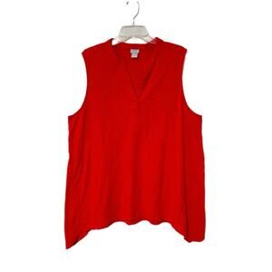 Chicos Sleeveless Tunic Top Women 4 US XXL 20 Orange Cotton Asymmetrical Hem